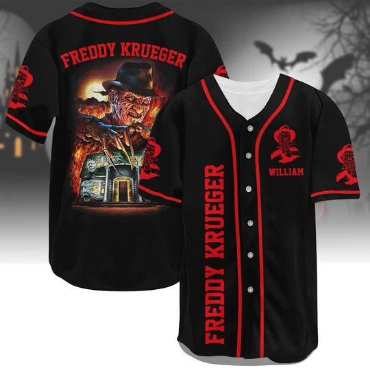 Halloween Personalized Freddy Krueger Baseball Shirt – Horror Fan Apparel