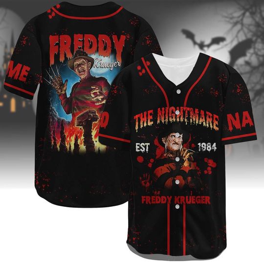 Halloween Freddy Krueger Baseball Jersey – Horror Movie Fan Apparel