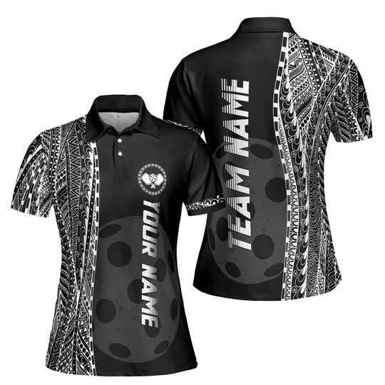 Personalized Name Viking Tribal Art Pickleball Team Women's Polo Shirt