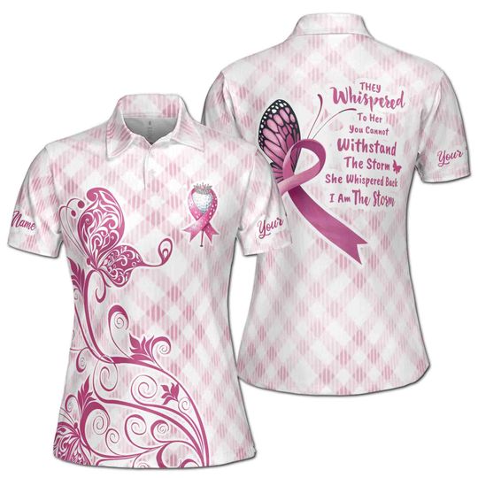 Discover Custom Name Breast Cancer Month She is The Storm Women's Polo