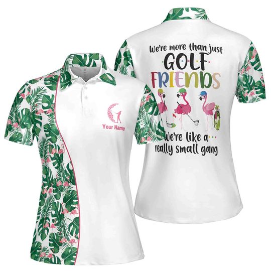 Funny Womens Golf Friend Falmingo Tropical Pattern Women's Polo Shirt