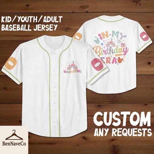 Custom Disney Birthday Baseball Jersey, Personalized Castle Celebration Shirt, Jersey for Kids Youth Adult