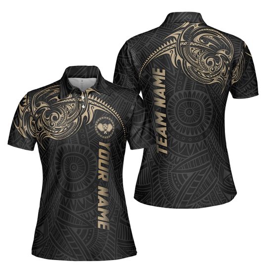 Customized Player Viking Tribal Pattern Team Pickleball Women's Polo Shirt