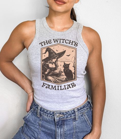 Retro Halloween Crop Tank , Vintage Girls Will Be Girls Witch Tank top