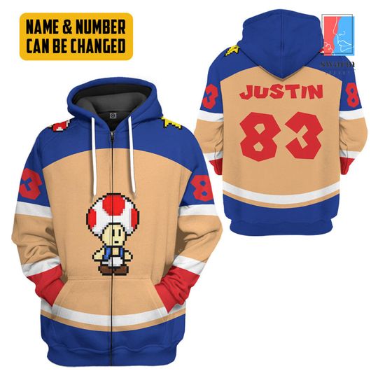 All Over Print Toad Mario Hoodie | Super Mario Shirt | Halloween Costume Shirt | Family Group Shirt | Mario Toad Sport Tee