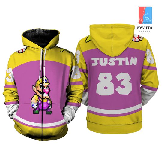 Wario Mario All Over Print Hoodie | Super Mario Shirt | Halloween Costume Shirt | Mario Wario Christmas Shirt | Mario Wario Costume Shirt