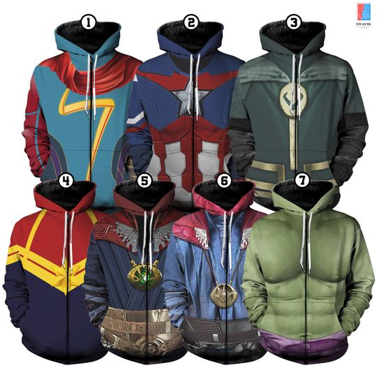 Avengers Team Full Over Print Hoodie | Superhero Halloween Costume | Avengers Superhero Christmas Shirt | Captain America Shirt