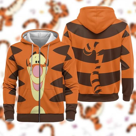Tigger Costume Hoodie Winnie The Pooh Halloween Costume Hoodie Shirt Disneyland Tigger Group Matching Shirt Halloween Hoodie