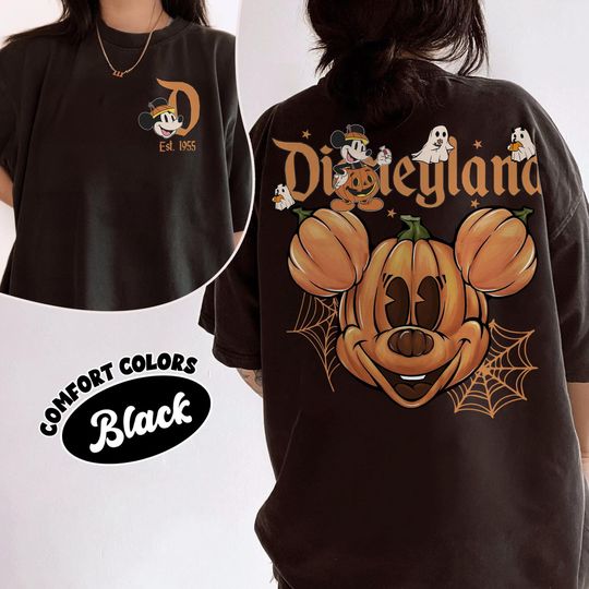 Retro Disneyland Halloween 2 Side Shirt, Disneyworld 2 Side Halloween Shirt, Mickey Halloween, Halloween Matching Shirt, Spooky Season Shirt