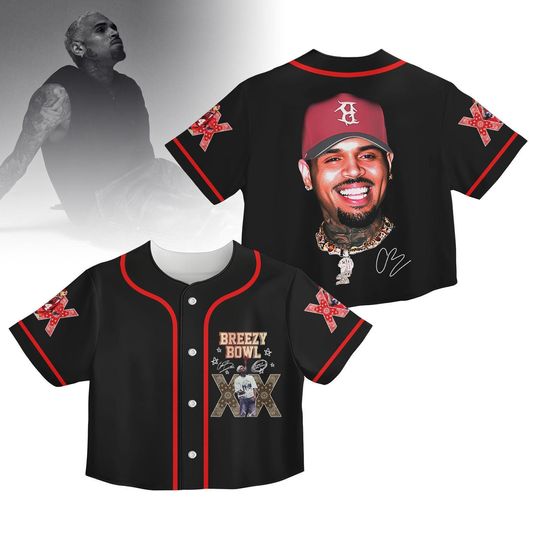 Chris Brown Baseball Jersey, Breezy Bowl XX 2025 Crop Top, Gift for Fans