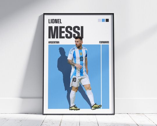 Lionel Messi Poster, Printable Soccer Present to Fans, Argentine Football Legend