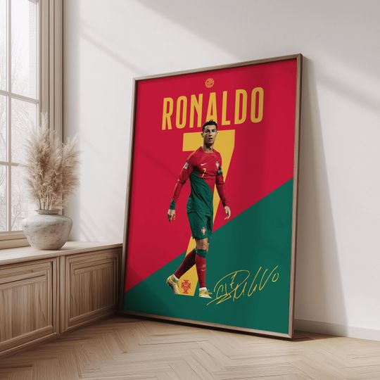 Ronaldo Wall Art, Football Player Star Poster, Jersey Back, Soccer Wall Art