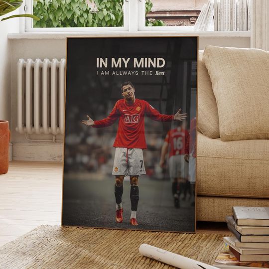 Cristiano Ronaldo Poster, Sports Poster, Football Poster, Soccer Wall Art Gift, decor gift