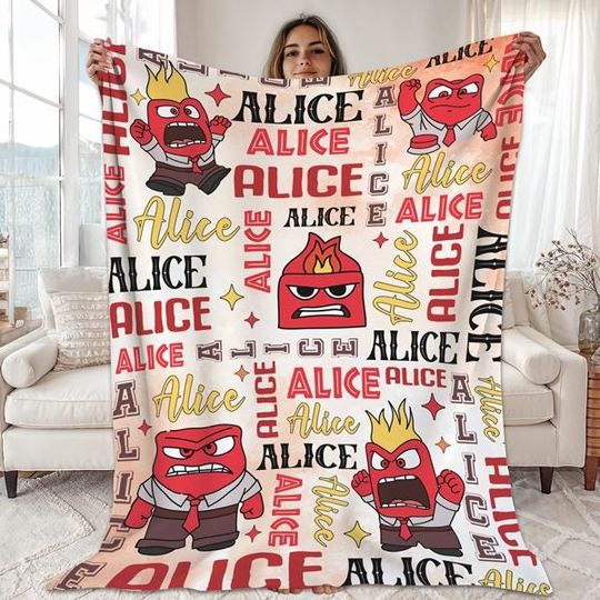 Personalized Inside Out Anger Blanket, Anger Inside Out Blanket, Disneyland Pixar Inside Out Movie, Its Okay to Feel All the Feels