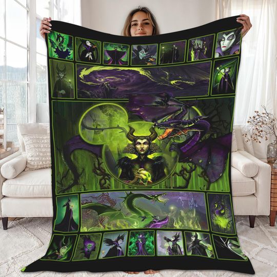 Maleficent Villain Throw Blanket | Maleficent Sleeping Beauty Blanket Maleficent Magic Kingdom Throw Blanket for Couch Sofa Christmas Gift