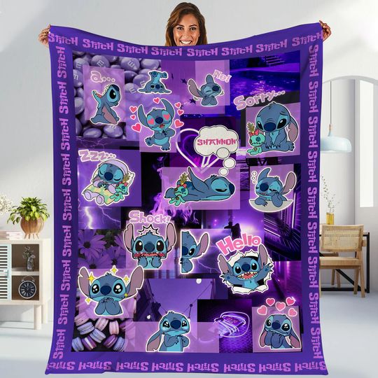 Personalized Stitch Blanket Lilo Stitch Blanket | Stitch Angel Blanket Stitch Birthday Gifts Disneyland Stitch Christmas Gifts For Kids