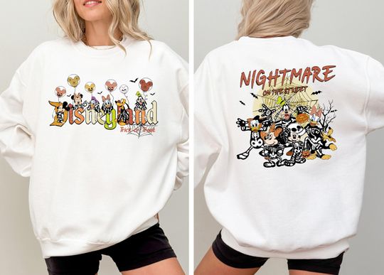 Disneyland Trick or Treat Shirt, Mickey & Friends Nightmare on the Street Tee, Disney Mickey Spooky Vibes Shirt, WDW Halloween Party Gift