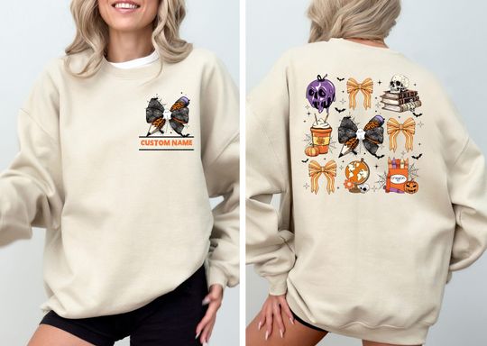 Custom Teacher Halloween Shirt, Spooky Back to School Shirt, Coquette Bow Spooky Teacher Gift, School Life Matching Halloween Sweatshirt