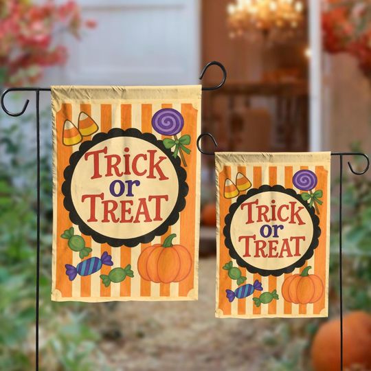 Trick or Treat Halloween Garden Flag Pumpkin Candy Yard Outdoor Fall Porch Decor