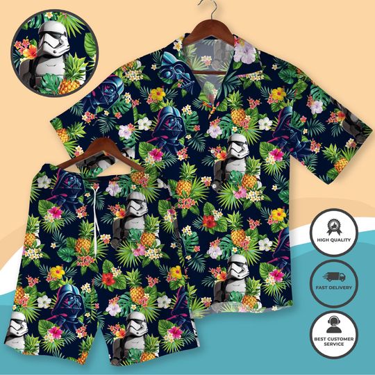 Star - Wars Hawaiian Shirt Funny Star - Wars Summer Button Down Shirt & Shorts