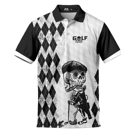 Skeleton Hawaiian Polo Shirt for Men – Tropical Casual Golf Apparel