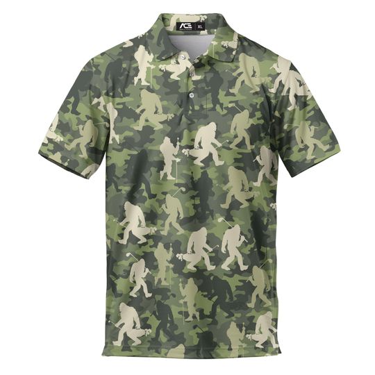 Bigfoot Hawaiian Polo Shirt for Men – Tropical Vacation Aloha Apparel