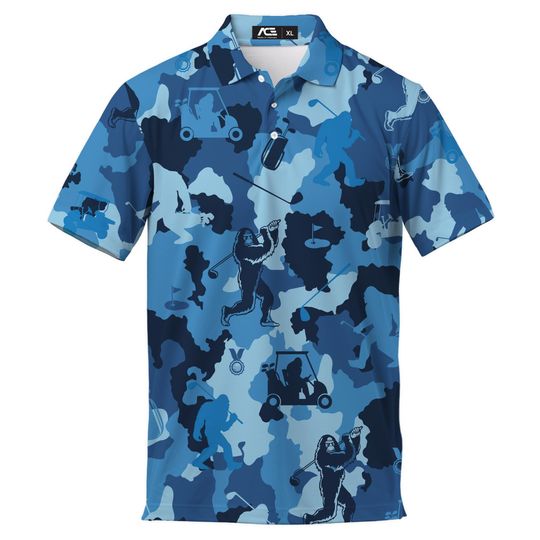 Bigfoot Polo Shirt for Men – Funny Sasquatch Short Sleeve Apparel