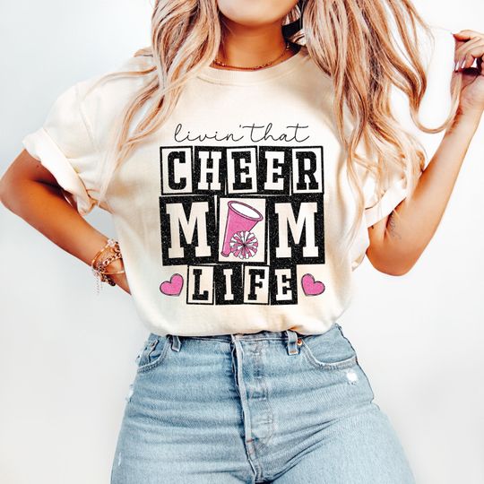 Cheerleader, Glitter Cheer Mom Life, Cheer Mom Sublimation Design, Cheerleading Shirt Design
