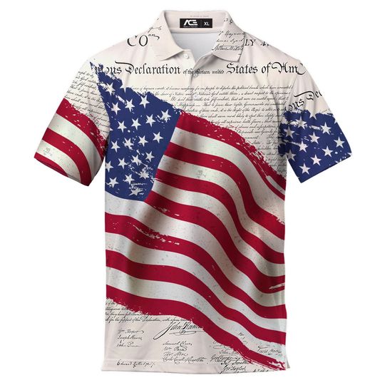 Retro American Flag Polo Shirts For Men Vintage Shirts Mens Polo