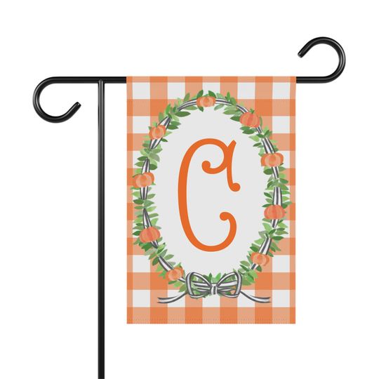 Personalized Garden Flag Fall Yard Decor Pumpkin Wreath Monogramed Fall Decor Host Gift Autumn Gift for Mom Personalized Fall Gift Host Gift