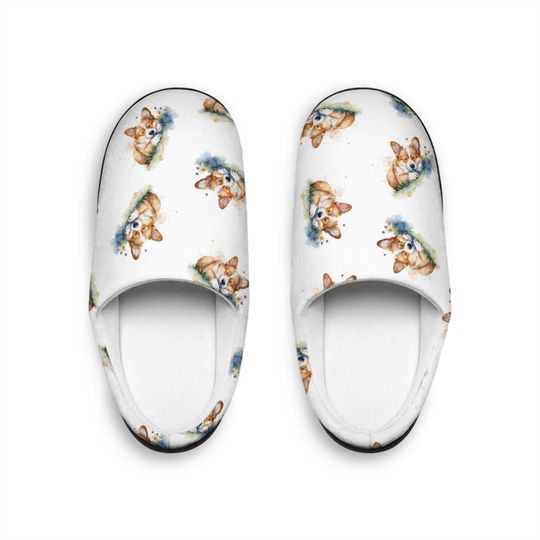 Adorable Corgi Slippers, Cozy Women's Slippers, Gift for Dog Lovers, Cute Fluffy Corgi, Fun Animal Print, Corgi Slippers, Corgi Merch