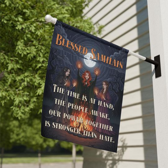 Blessed Samhain Witches Garden Flag - Anti-Trump & Power Together Decor