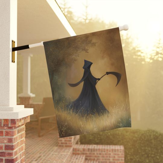 Halloween Grim Reaper Scythe Garden Flag - Autumn & Fall Welcome Banner