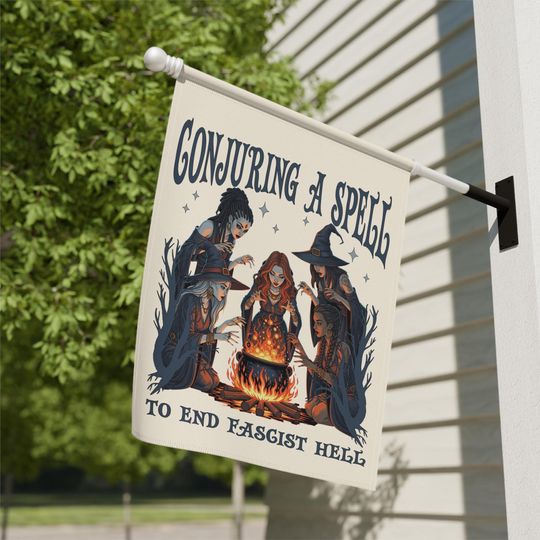 Witches Brew Anti-Fascist Garden Flag - Halloween & Fall Witchy Decor