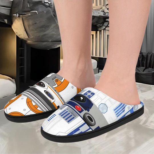 Starwars BB-8 and R2-D2 Men's Indoor Slippers | Cozy Disney Home Footwear | Star Wars Cosplay | Star Wars shoes shower | Funny Shower Sandals