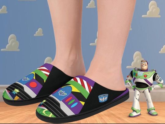 Toy Story Buzz Lightyear Men's Indoor Slippers | Travel Outfits Cosplay | Toy Story Movie Slip-Ons |Cozy House Shoes, Gift