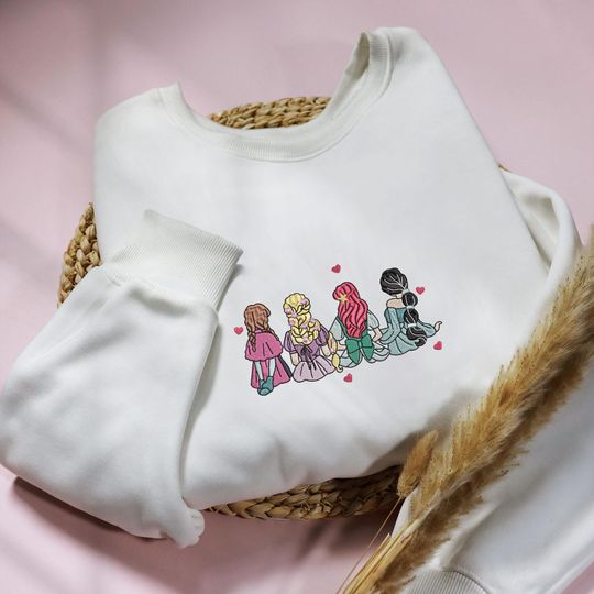 Princess Embroidered Sweatshirt, Princess Dress Sweatshirt, Magic Kingdom Sweatshirt