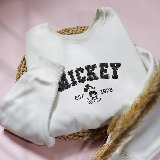 Mickey & Co 1928 Embroidered Sweatshirt. Retro Mickey And Co gift