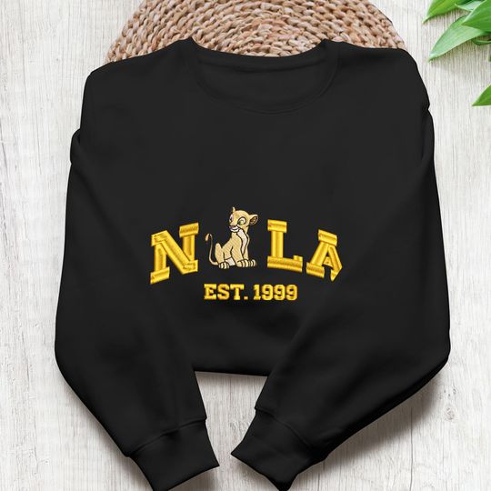 Simba Embroidered Sweatshirt, Nala Sweatshirt, The Lion King Embroidered Sweatshirt