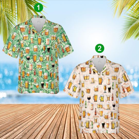Tropical Beer Hawaiian Shirt, Funny Summer Vacation Shirt, Summer Party Button Up Shirt