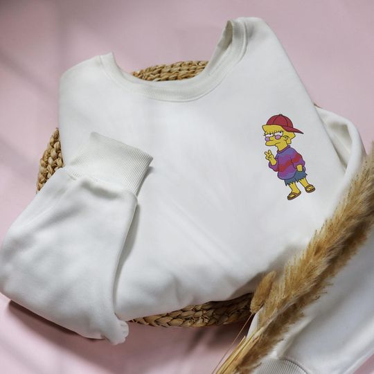 The Simpsons Lisa Simpson Embroidered Sweatshirt, Family Matching Sweatshirt