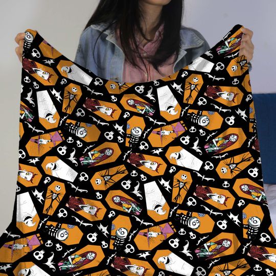 Oogie Boogie Fleece Blanket  Pumpkin King Blanket  Gothic Halloween  Blanket  Cozy Spooky Gift for Fans