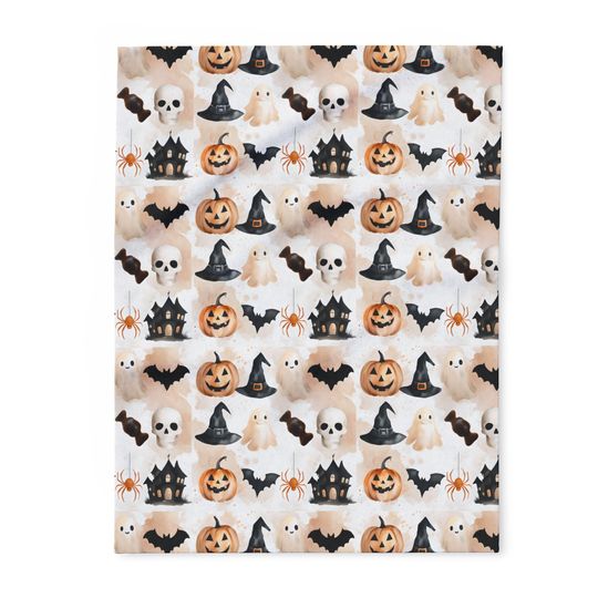 Halloween Fleece Blanket, Cozy Fall Decor, Spooky  , Haunted House Blanket, Pumpkin Blanket, Halloween Gifts, Warm Blanket