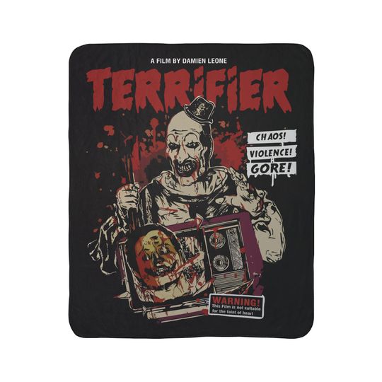 Terrifier Fleece Sherpa Blanket | Cozy Horror  , Halloween Decor, Movie Lover Gift, Horror Film Blanket, Scary Home Accessories