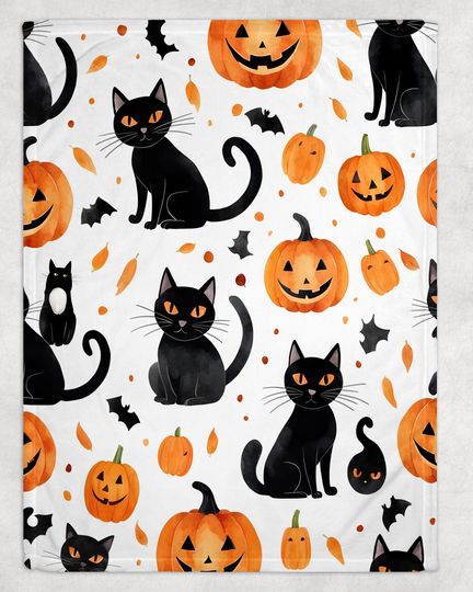 Ghost & Pumpkin Sugar Cookie  Blanket, Halloween Fleece Blanket, Retro 90s Y2K Halloween Decor, Couch or Reading Nook Blanket, Warm
