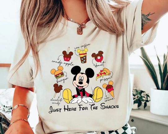 Just Here For The Snacks Mickey T-Shirt, Disney Snacks Tee, WDW Family Trip Shirt, Disney Food T-Shirt