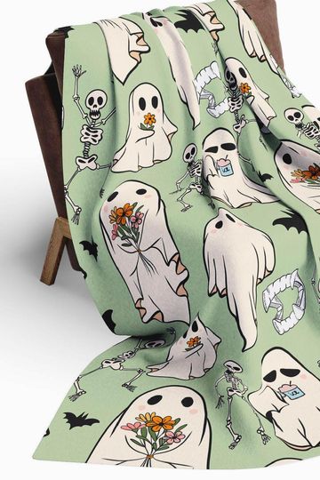 Pastel Ghost Summerween Blanket, Soft Fleece Blanket  Halloween Beachy  , great camping blanket, beach blanket