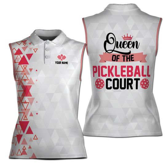 Customized Queen Of The Pickle Ball Court Women Sleeveless Polo