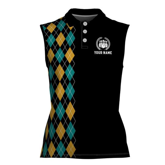 Custom Retro Vibe Rolling With My Homies Bowling Women Sleeveless Polo