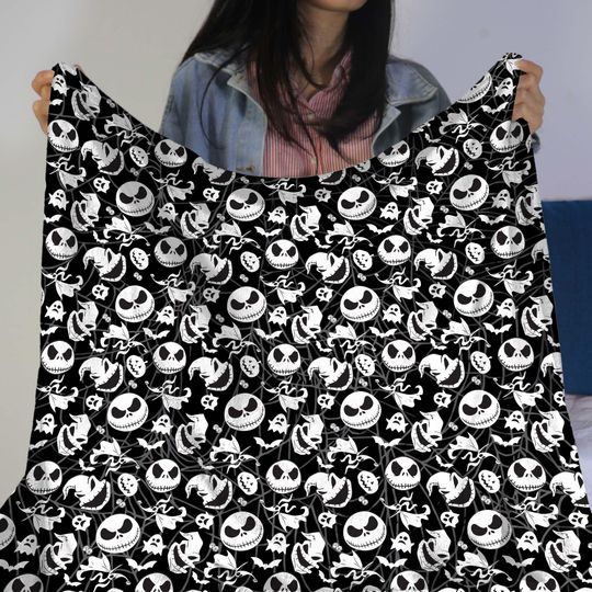 Oogie Boogie Fleece Blanket  Pumpkin King Blanket  Halloween Gothic Throw for Fans  Cozy Blanket Nightmare Gift